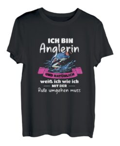 Damen Angel Mädchen Anglerin Fischerin T-Shirt