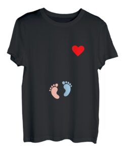 Damen Baby Bauch Mutter Baby Geburt Schwangerschaft Ankündigung T-Shirt