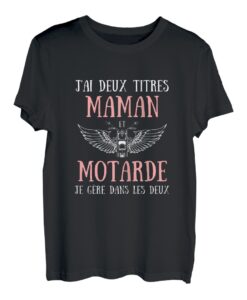 Damen Maman Biker Zwei Titel Humor Motorrad Frau Biker T-Shirt