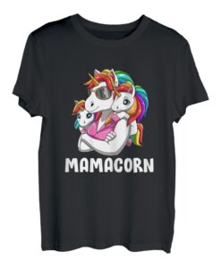 Damen Mutter-Tochter-Zwillinge Einhorn Mamacorn T-Shirt
