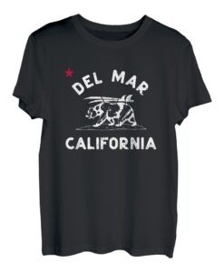 Del Mar California Beach Flag Bear Surf CA Vintage T-Shirt