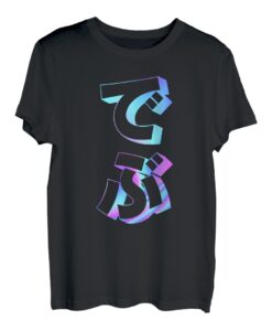 [Deub] Lustiges Schriftzug-T-Shirt, Herren, lustige Holografie, farbige Kalligraphie T-Shirt