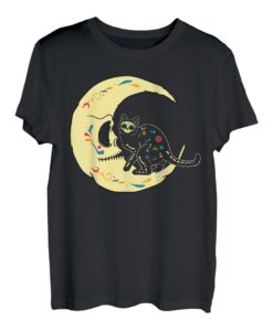 Dia de Los Muertos Katze Mond Zuckerschädel Gothic T-Shirt