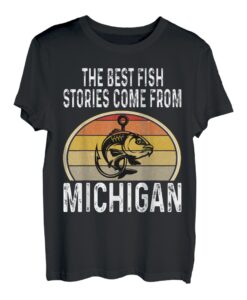 Die besten Fischgeschichten kommen aus Michigan Funny Fishing Retro T-Shirt