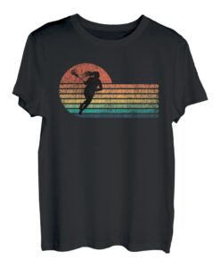 Distressed Retro Damen Lacrosse Player Silhouette Mädchen T-Shirt