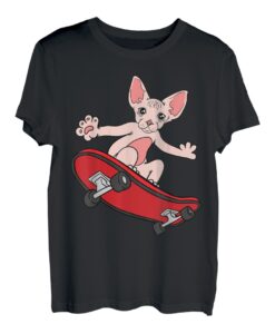 Don Sphynx Katze Skateboard Skater Skating Skate Geschenk T-Shirt