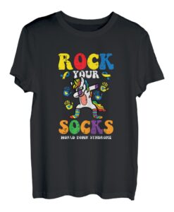 Down Syndrome Unicorn Dab Rock Your Socks Awareness Mädchen T-Shirt