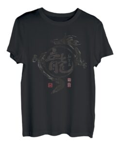 DRACHE Kenji Japanische Schriftzeichen Samurai Alte Schrift T-Shirt