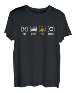 Eat Sleep Fish Repeat Hochseeangler Fliegenfischer Angler T-Shirt