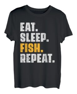 Eat Sleep Fish Repeat Retro Vintage Funny Fisherman Angeln T-Shirt
