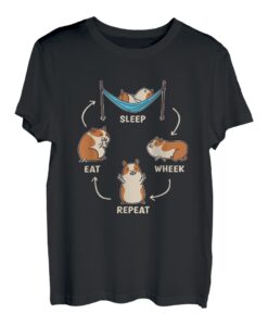 Eat Sleep Wheek Repeat Meerschweinchen, Nagerhöhlen, gewellt T-Shirt