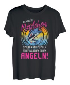 Echte Mädchen angeln Angler Sprüche Fischer Anglerin T-Shirt