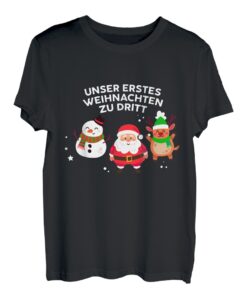 Erstes Weihnachten Zu Dritt Baby Neugeborene Eltern Geschenk T-Shirt