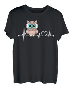 Eule Herzschlag Hemd Tier für Kind/Frauen/Männer Geschenk T-Shirt
