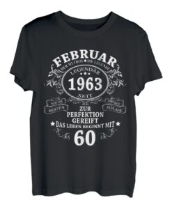 Februar 1963 Lustige Geschenke 60. Geburtstag Mann Frau T-Shirt