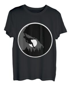 Felskletterer Silhouette Nacht Vollmond Klettern Sport Hobby T-Shirt