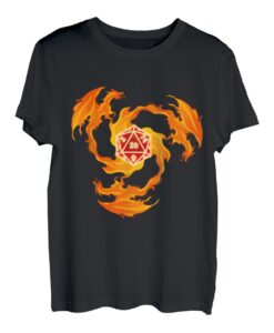 Feuer Drache W20 Würfel Fantasy Rollenspiel Brettspiel Shirt