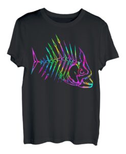 Fisch-Skelett, Batikfärbung, Halloween, Fisch-Marmeladen-Tees, Angler T-Shirt