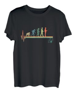 Fischen Herzschlag Fischer Evolution Angler Retro Puls EKG T-Shirt