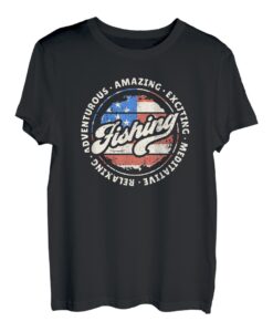 Fischen Ist Abenteuer US Flagge T-Shirt