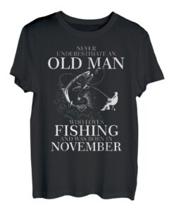 Fischer Alter Mann im November geboren Angler Geburtstag T-Shirt