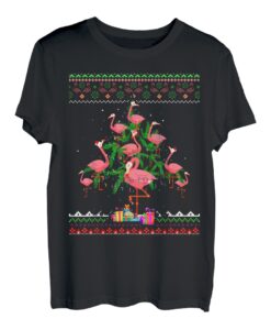 Flamingo Xmas Outfit Christmas Weihnachten Weihnachtsbaum T-Shirt
