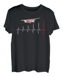 Fliegen Herzschlag EKG Flugzeugkapitän Flieger Pilot T-Shirt