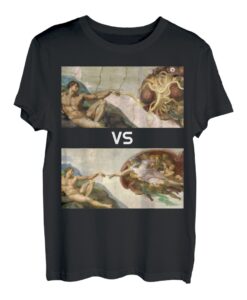 Fliegendes Spaghettimonster VS Erschaffung von Adam komisch T-Shirt