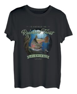 Forellen-Angler Design mit Regenbogen-Forelle und Wobbler T-Shirt
