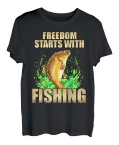 Freiheit beginnt mit Angeln - Fischer Angler T-Shirt