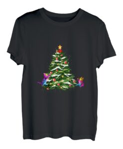 Frohe Weihnachten mit Katzen und Weihnachtsbaum T-Shirt