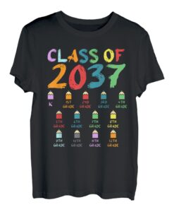 Funny Class Of 2037 Grow With Me Checkliste Future Graduate T-Shirt