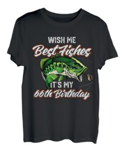 Funny Fisherman's 66th Birthday 66 Barsch Angeln B-Day T-Shirt
