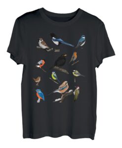 Gartenvögel Vogel Zeichnung Amsel Blaumeise Rotkehlchen T-Shirt