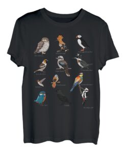 Gartenvögel Zeichnung Vogelfreund Wiedehopf Specht Eisvogel T-Shirt