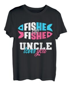 Gender Reveal Ideen fishe or fishe Onkel loves you Fishing T-Shirt
