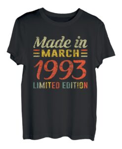 Geschenk zum 27. Geburtstag Jahrgang 1993 März Gift T-Shirt