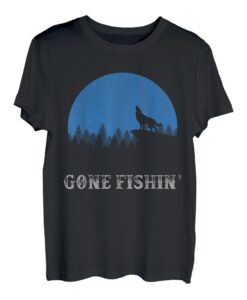 Gone Fishin' Lustiges Geschenk für Ehemann Angeln Wolf Ruhestand T-Shirt