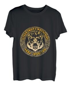 Großartiger gelber Wolf, rauchige Berge T-Shirt