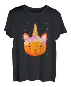 Halloween Einhorn Kürbis - Süß Geister Gruselig Pony Mädchen T-Shirt