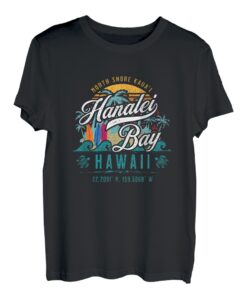 Hanalei Bay North Shore Kauai Hawaii Retro Sun Surf Angeln T-Shirt