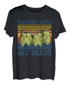 Hanging With My Buds Weat Marihuana Vintage Retro T-Shirt