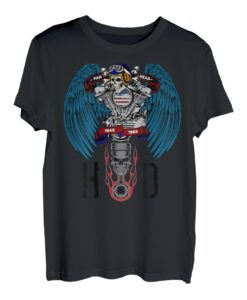 HD PanHead Motorrad V-Twin Rockabilly Skull Angel Kolben T-Shirt