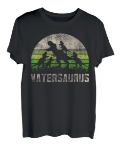 Herren 4 Kinder Saurier Vater T-Stück, Vatertag Dinosaurier Papa T-Shirt