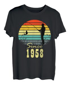 Herren Angeln 65. Geburtstag seit 1958 Sunset Fisherman T-Shirt