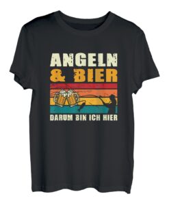 Herren Angeln Und Bier Darum Bin Ich Hier Angler Spruch Fischen Fun T-Shirt