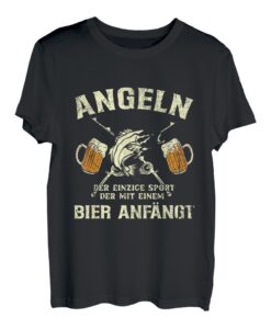 Herren Angeln Und Bier Fischer Angelrute Lustiges Angler Spruch T-Shirt