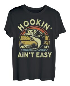 Herren Angelshirt Hookin Aint Easy Dad Papa Geschenk Lustiger Barsch Fisch T-Shirt