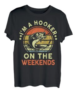 Herren Angelshirt "I'm A Hooker On The Weekends" Lustiger Bass Dad T-Shirt