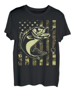 Herren Angelshirt US Amerikanische Flagge Barsch Fisch Papa Geschenk Lustiger Papa T-Shirt